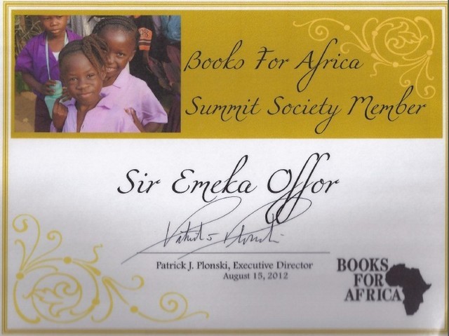 Books for Africa Letter to Sir Emeka Offor