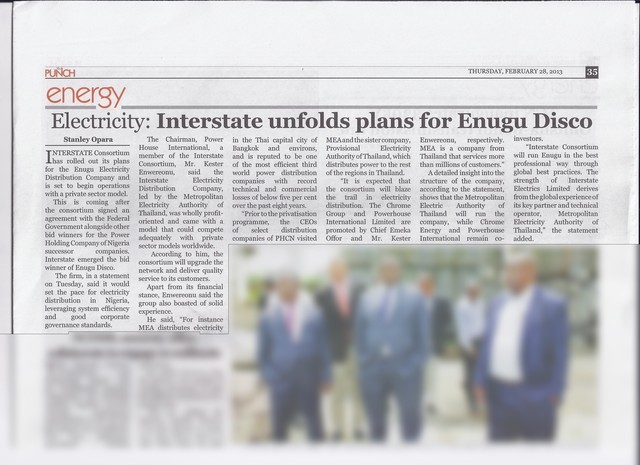 Electricity: Interstate unfolds plans for Enugu Disco