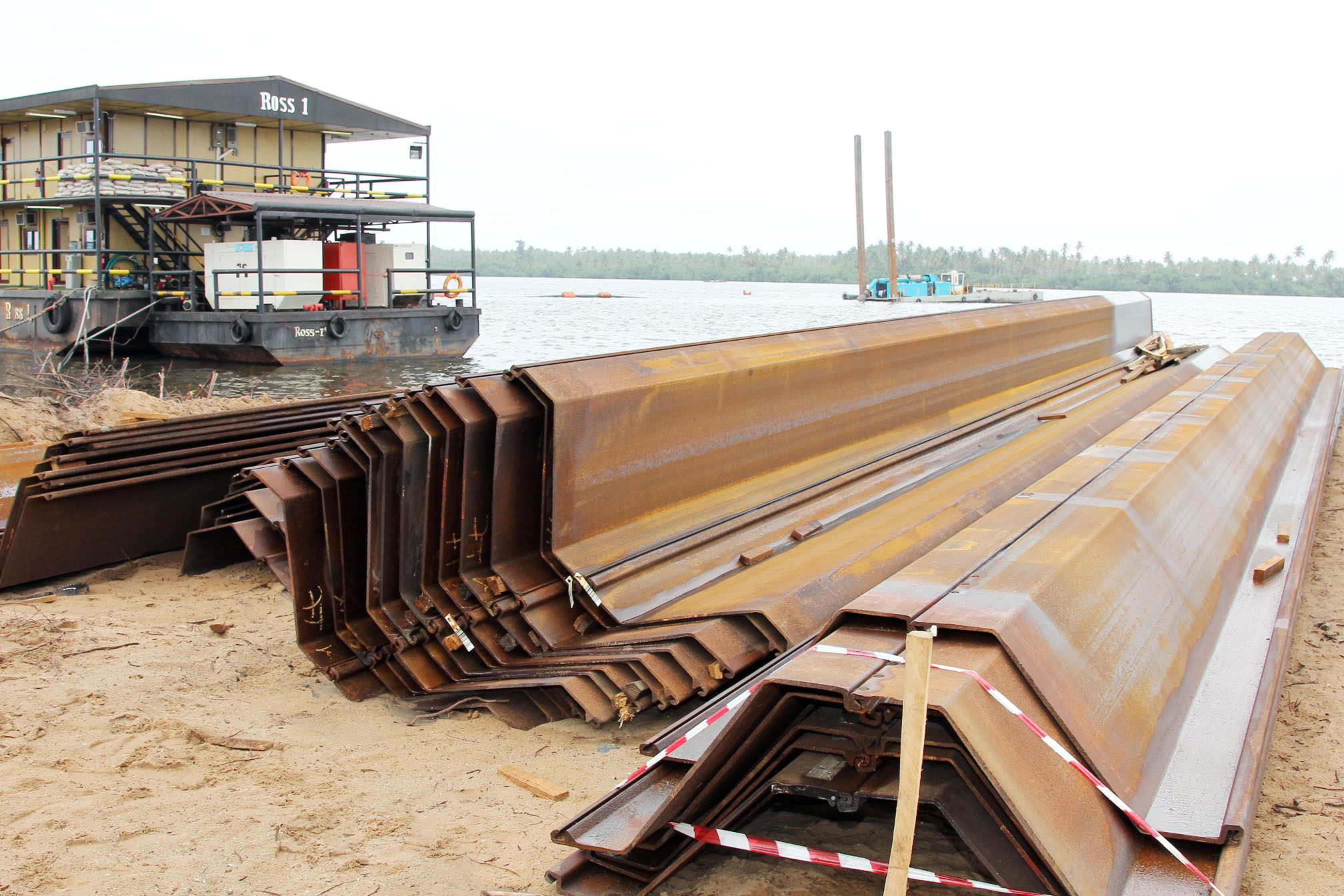 Sheet piles on site